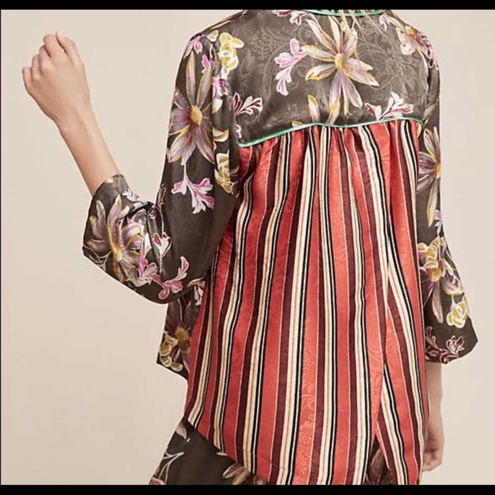Anthropologie Eloise petal and stripe Sleep Shirt